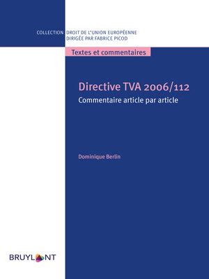 cover image of Directive TVA 2006/112